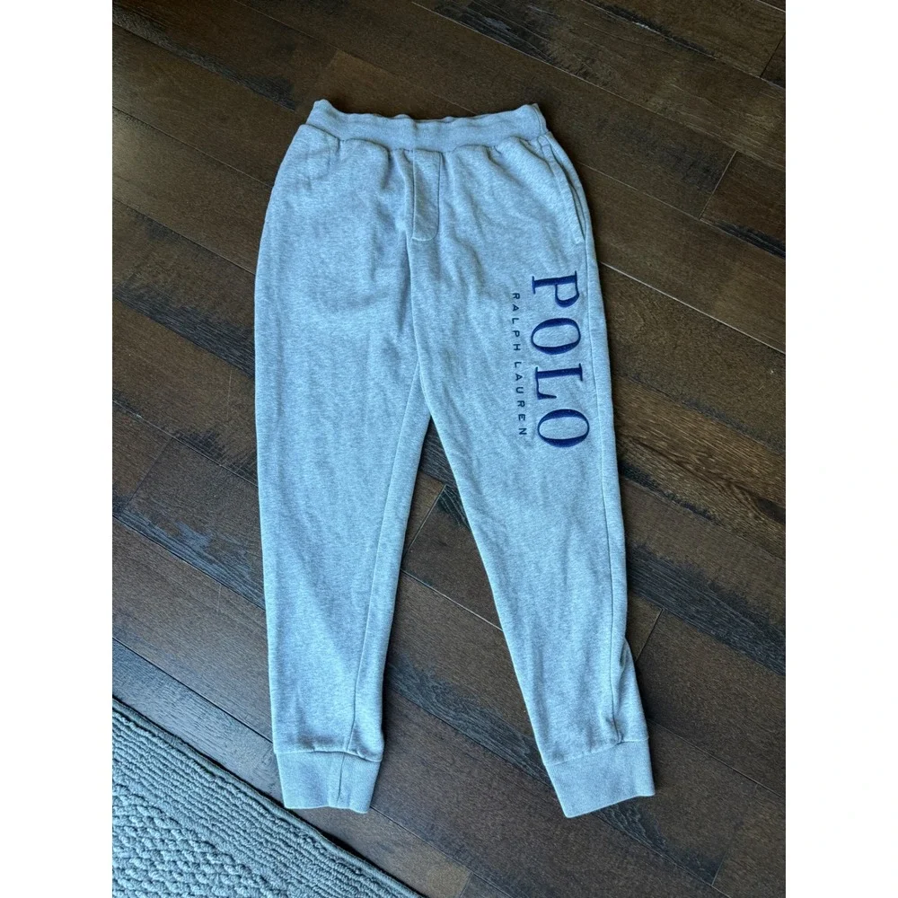 Polo Ralph Lauren Joggers Small Gray unisex Fleece Logo Sweatpants preppy sporty